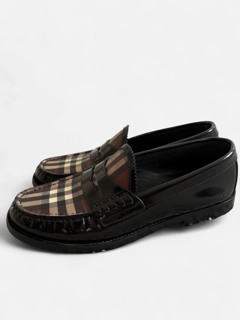 EUC BURBERRY Shane Check Penny Loafers